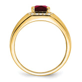 14k Cushion Created Ruby and Diamond Mens Ring